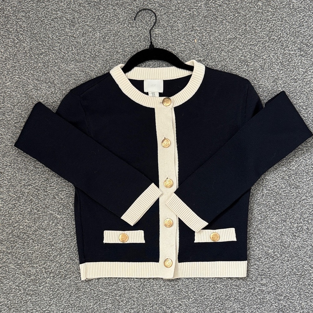 H&M Navy and Cream Women’s Cardigan